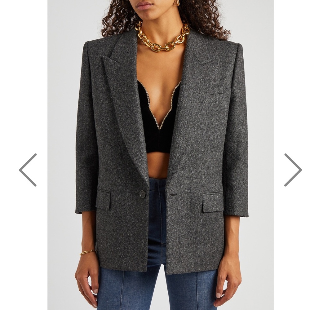 Yves Saint Laurent YSL Wool Twill Blazer Structured Minimalist Chic Parisian